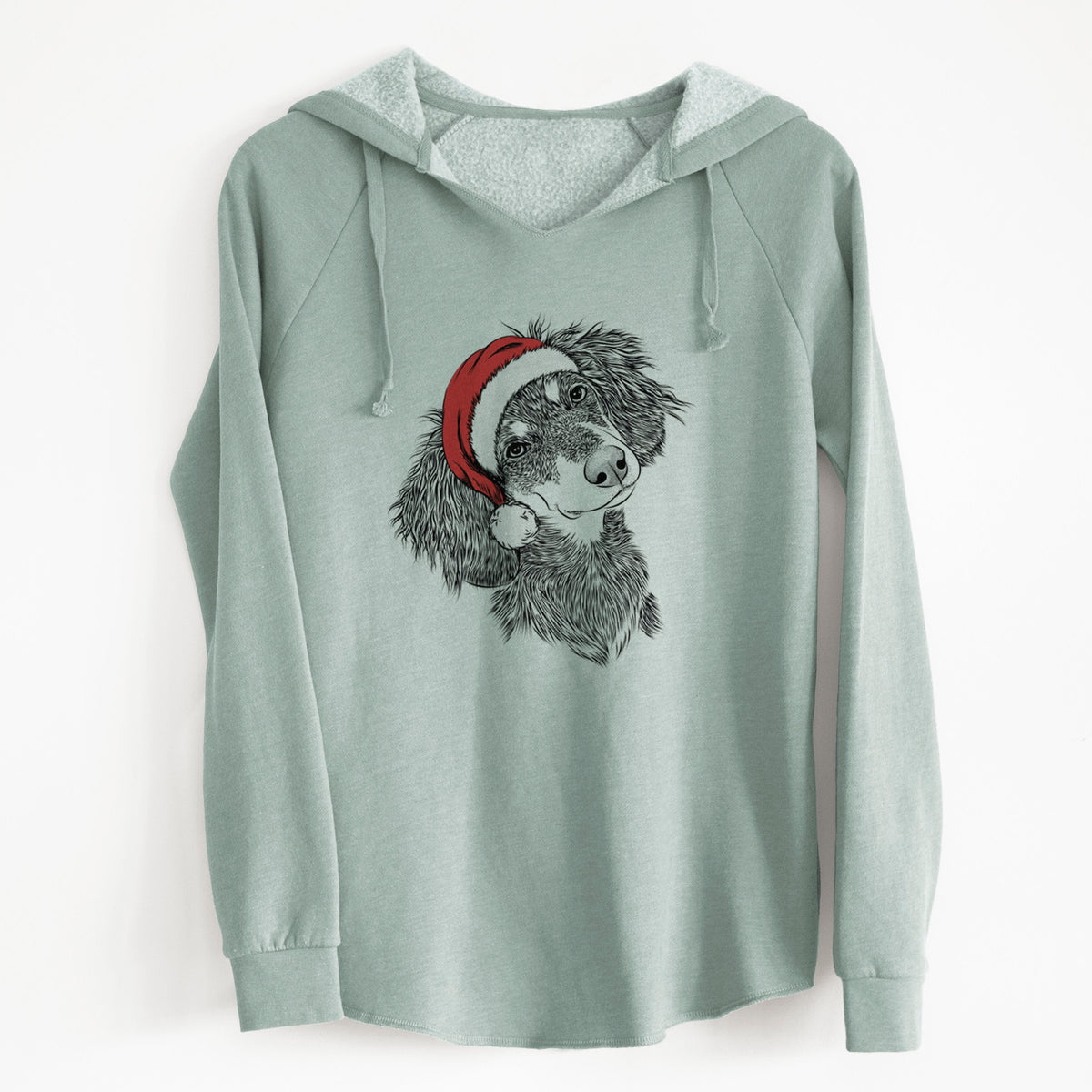 Santa Bailey the Long Haired Dachshund - Cali Wave Hooded Sweatshirt