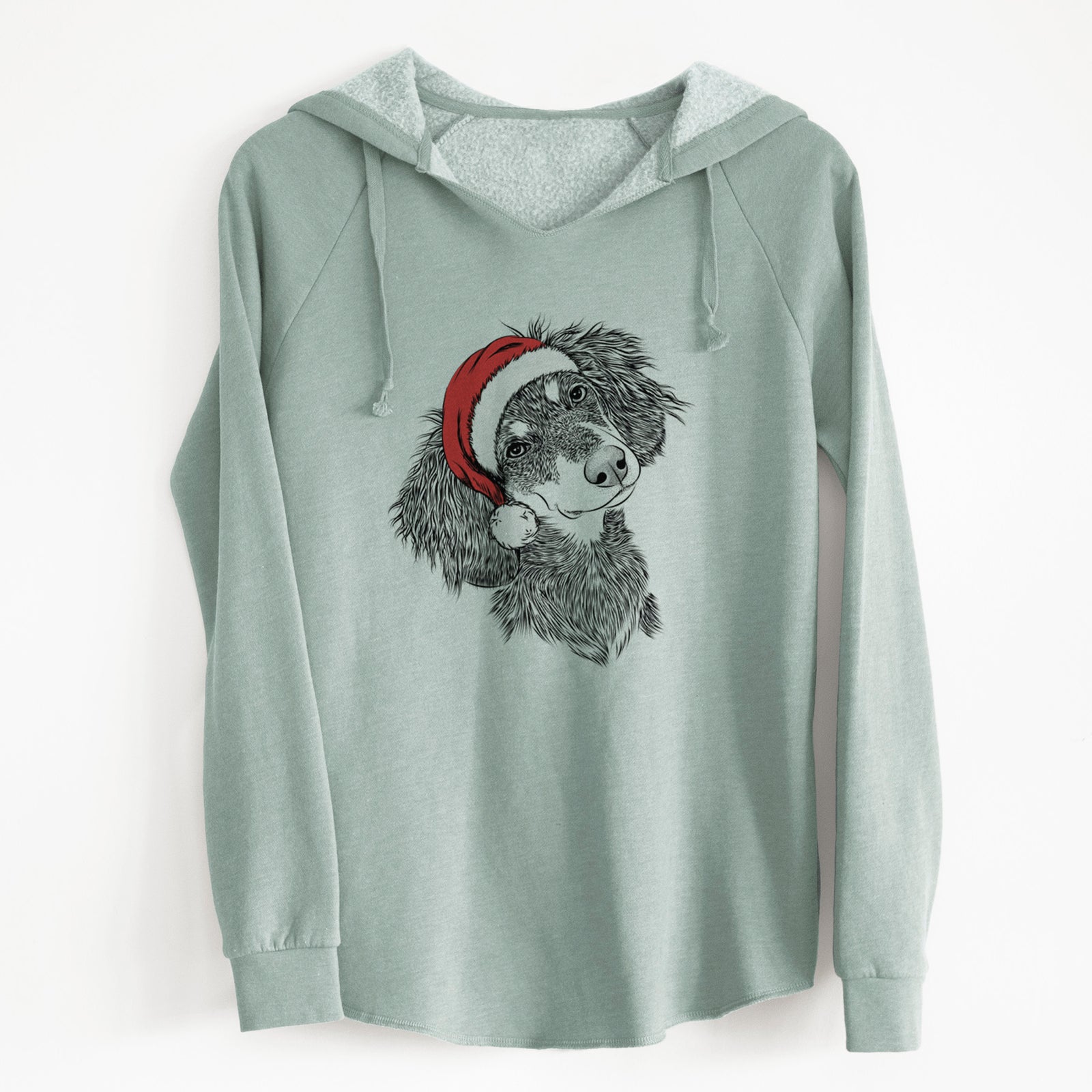 Santa Bailey the Long Haired Dachshund - Cali Wave Hooded Sweatshirt