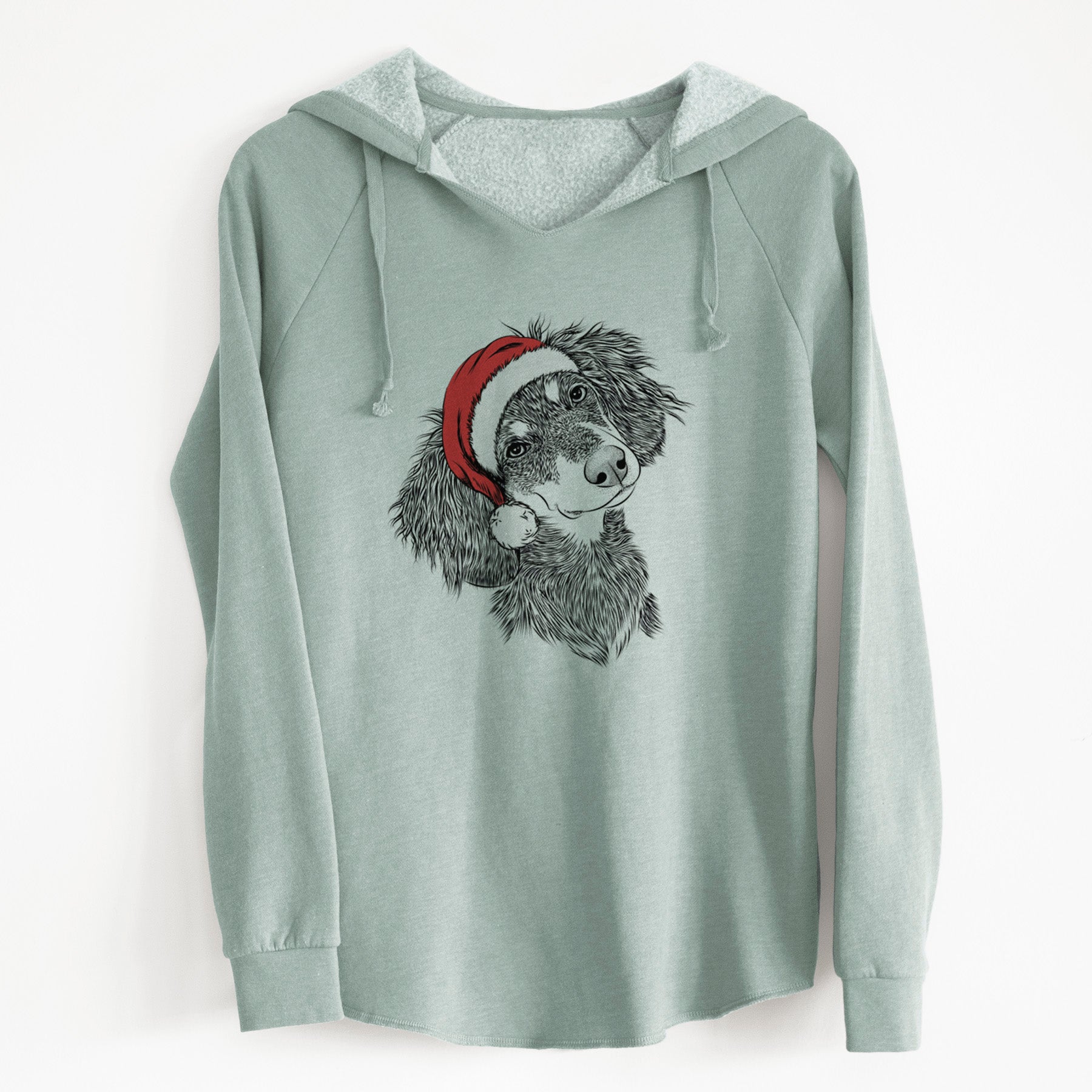 Santa Bailey the Long Haired Dachshund - Cali Wave Hooded Sweatshirt