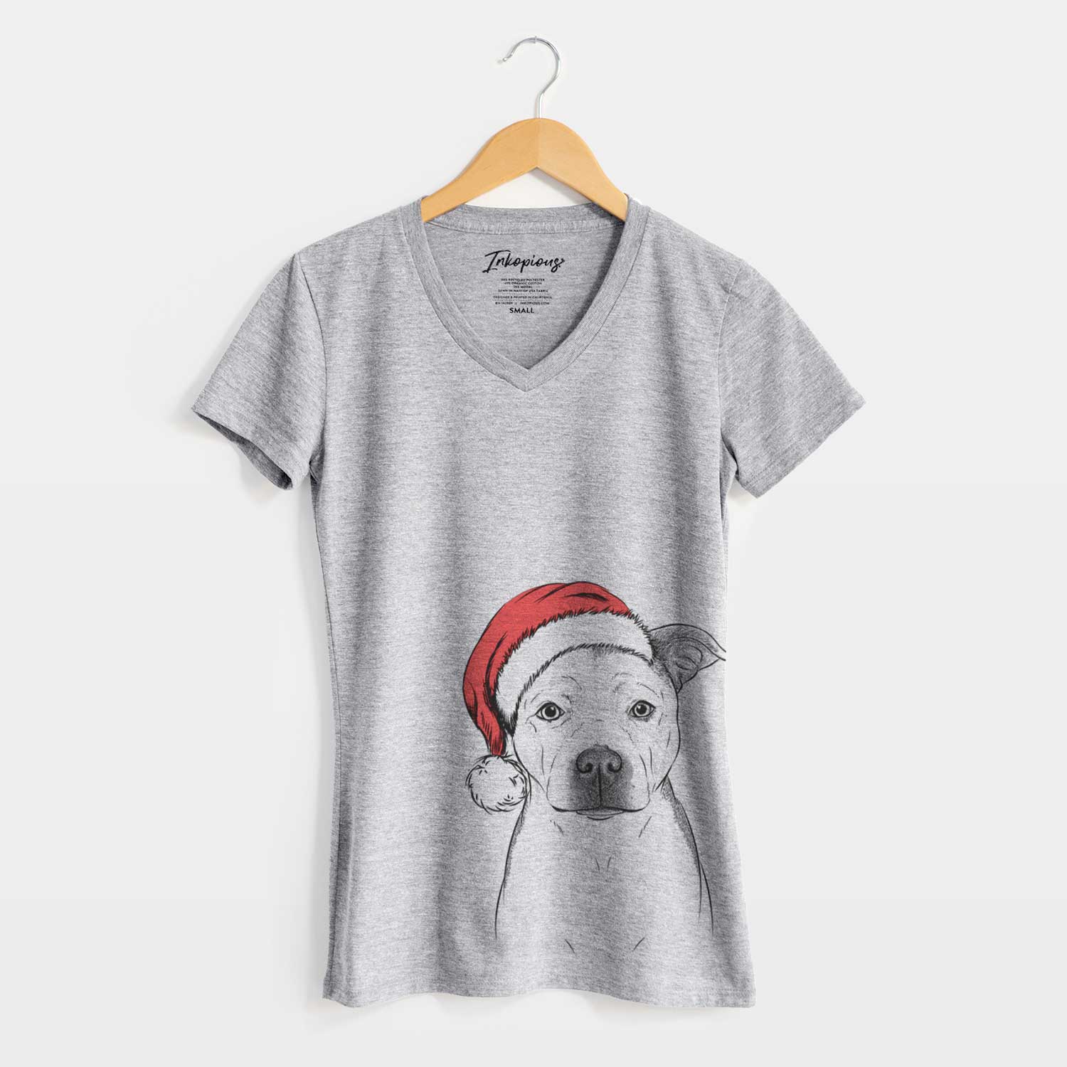 Santa Bailey the Pitbull - Women's V-neck Shirt