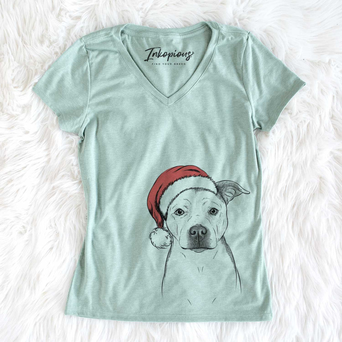 Santa Bailey the Pitbull - Women&#39;s V-neck Shirt