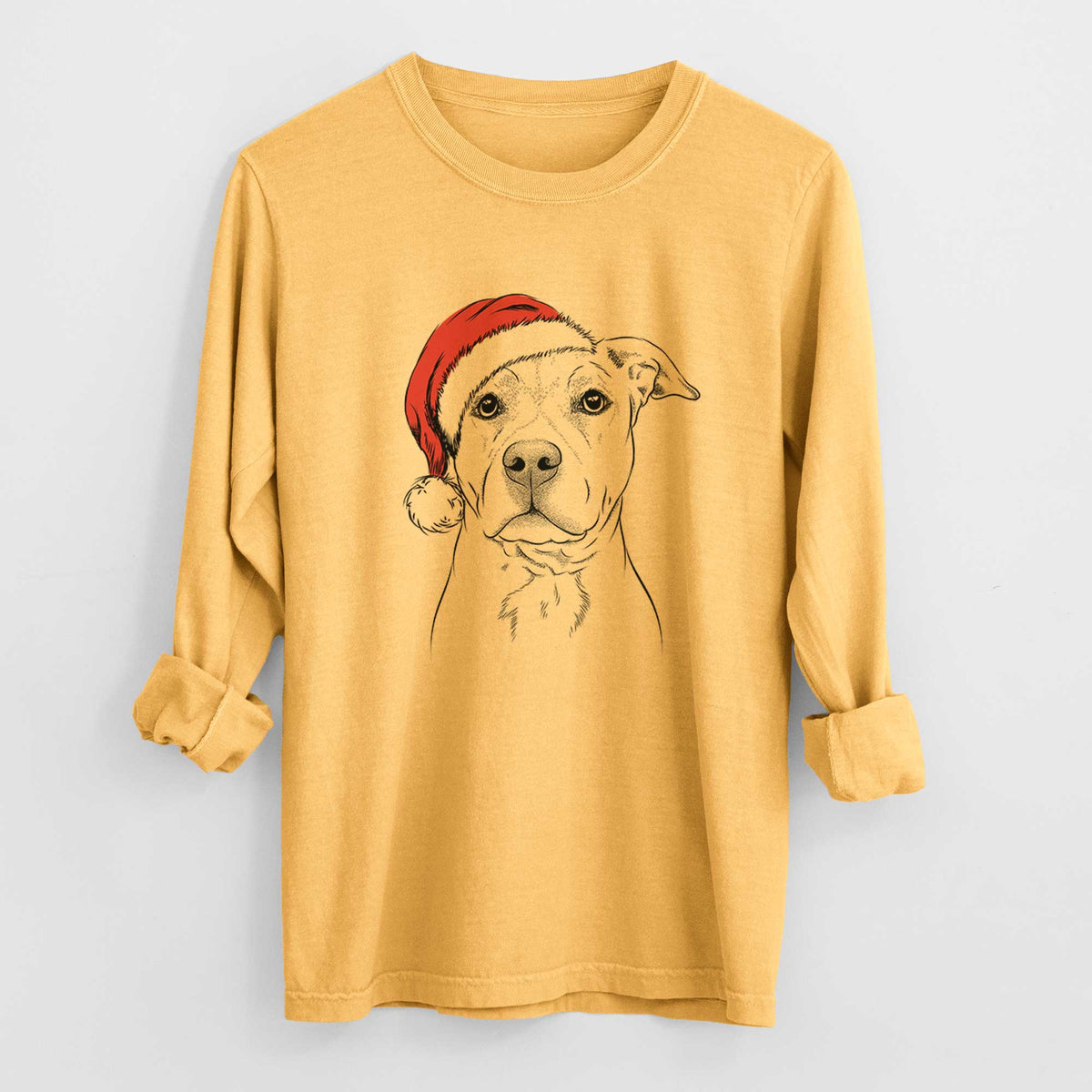 Santa Bailey the American Staffordshire Terrier - Heavyweight 100% Cotton Long Sleeve