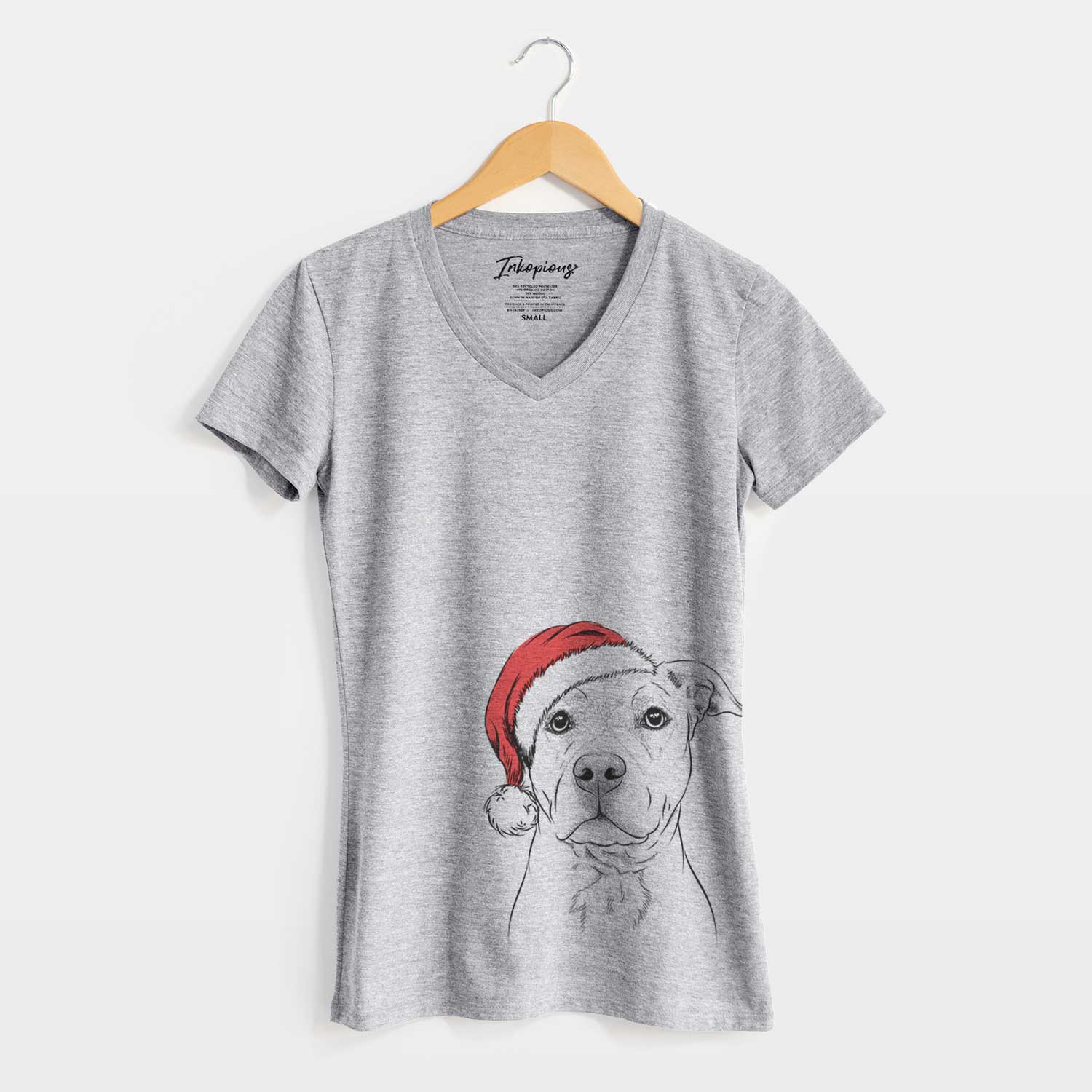 Santa Bailey the American Staffordshire Terrier - Women's V-neck Shirt