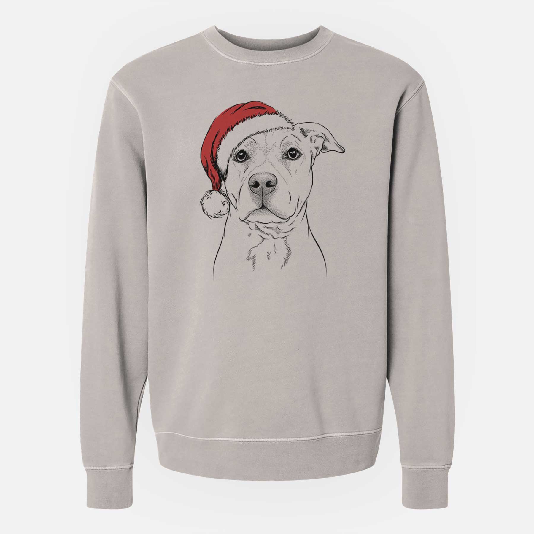 Santa Bailey the American Staffordshire Terrier - Unisex Pigment Dyed Crew Sweatshirt