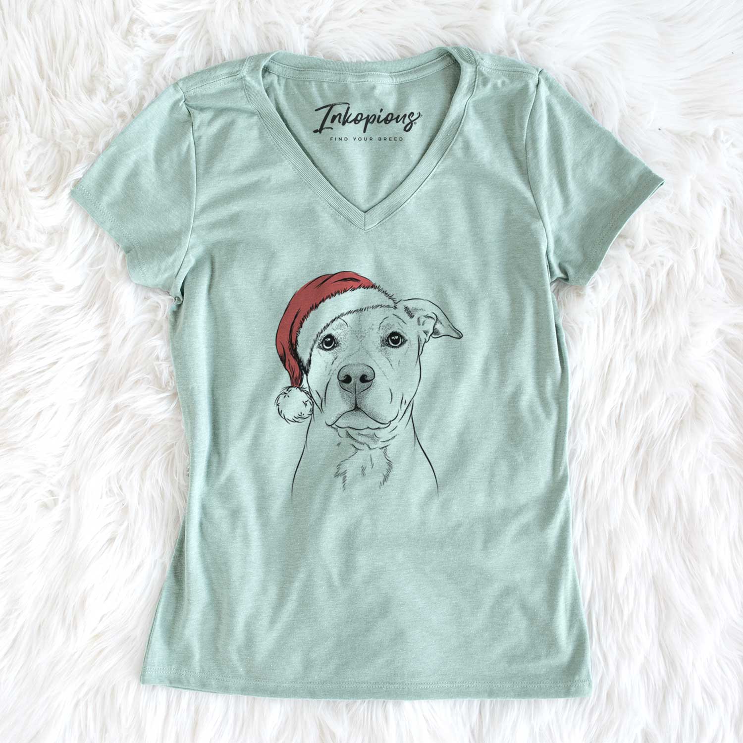 Santa Bailey the American Staffordshire Terrier - Women's V-neck Shirt