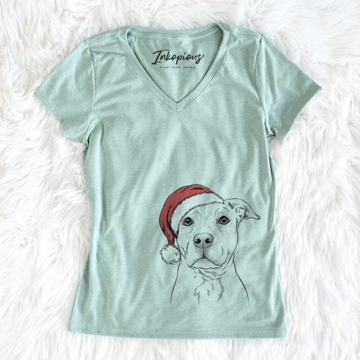 Santa Bailey the American Staffordshire Terrier - Women&#39;s V-neck Shirt