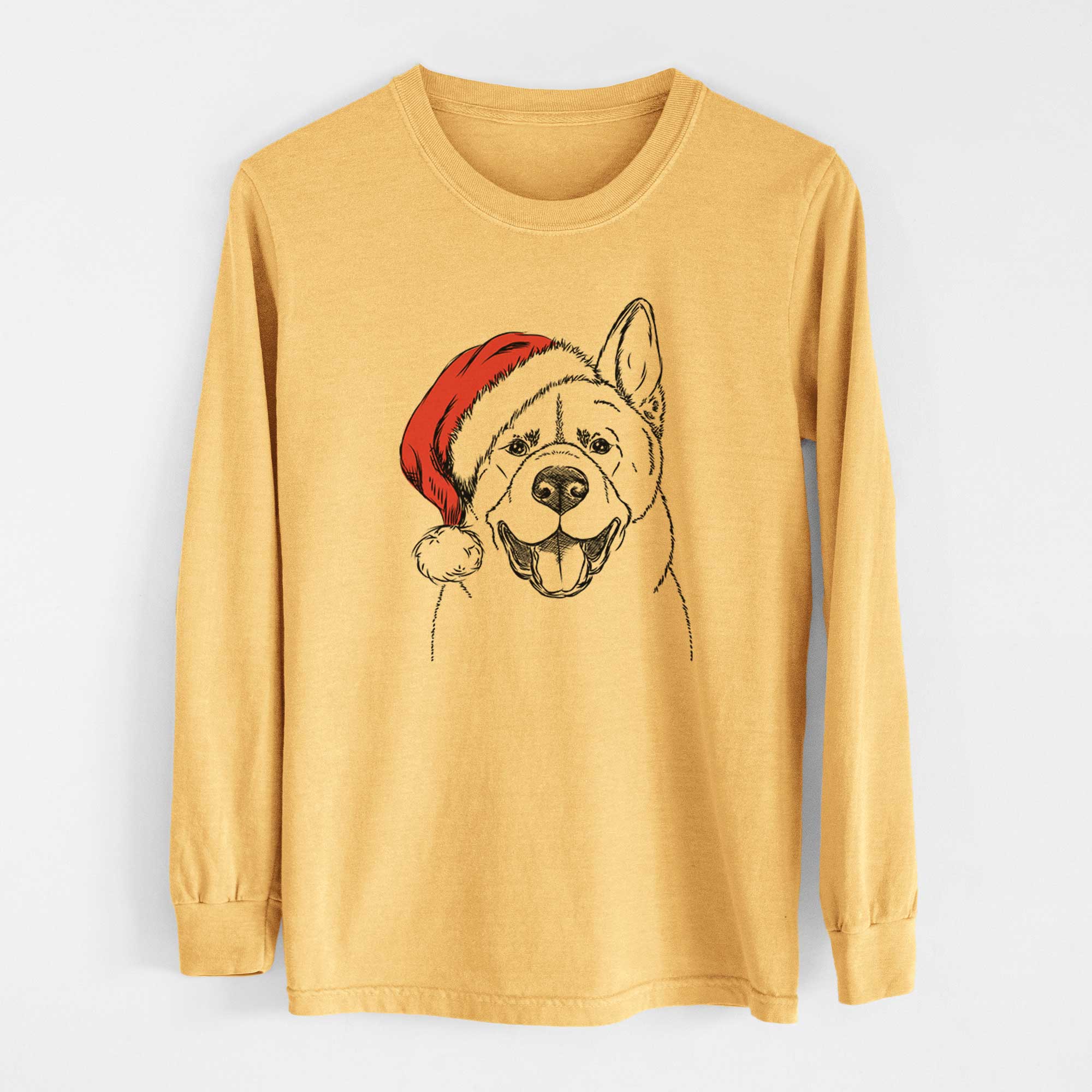 Santa Baku the Akita - Heavyweight 100% Cotton Long Sleeve