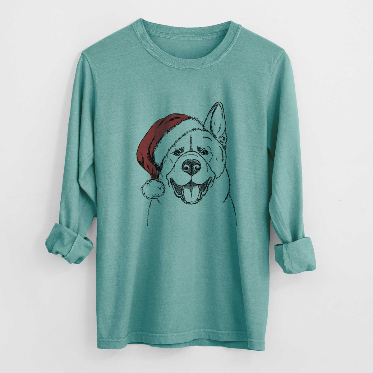 Santa Baku the Akita - Heavyweight 100% Cotton Long Sleeve