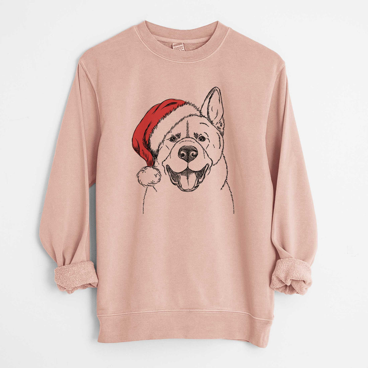 Santa Baku the Akita - Unisex Pigment Dyed Crew Sweatshirt