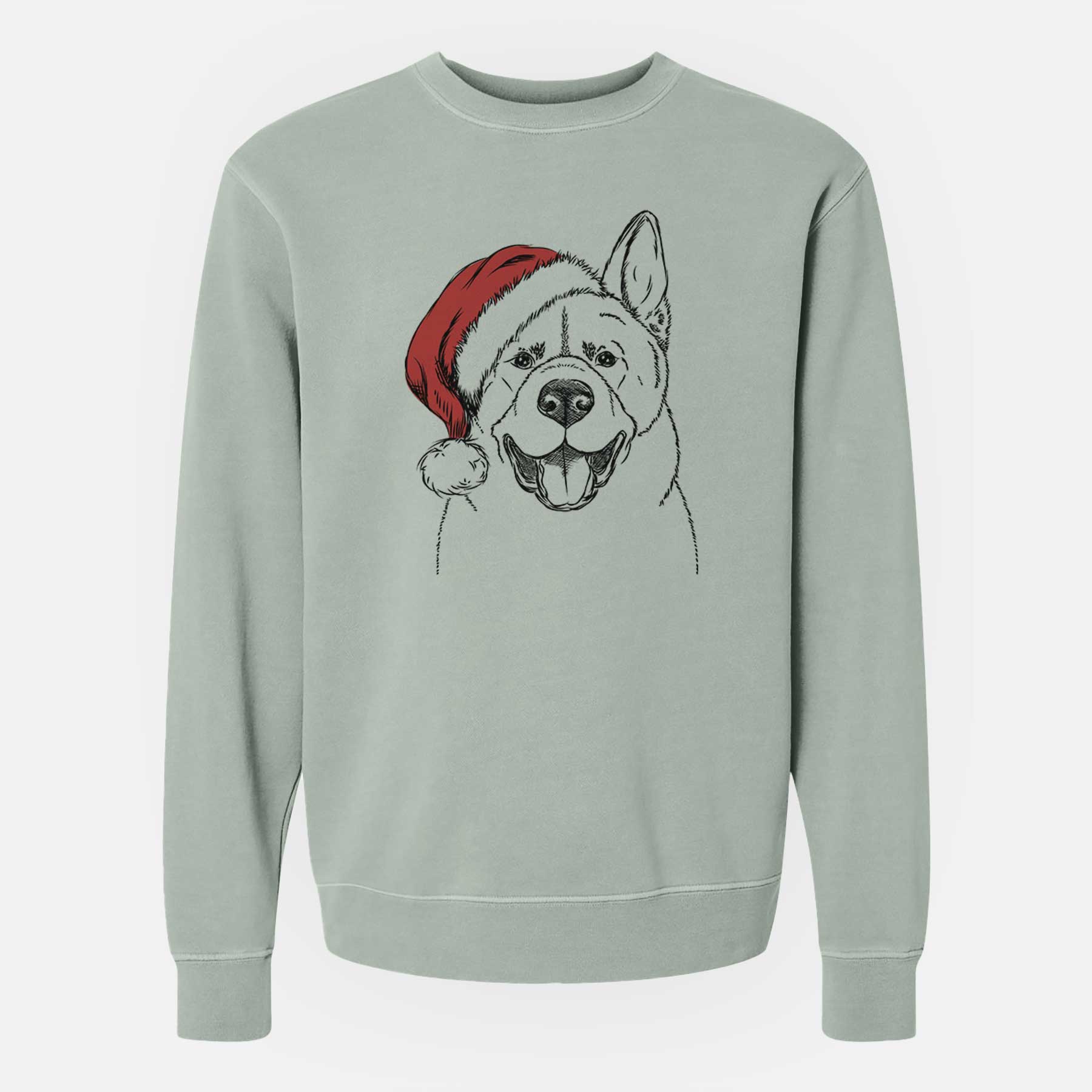 Santa Baku the Akita - Unisex Pigment Dyed Crew Sweatshirt