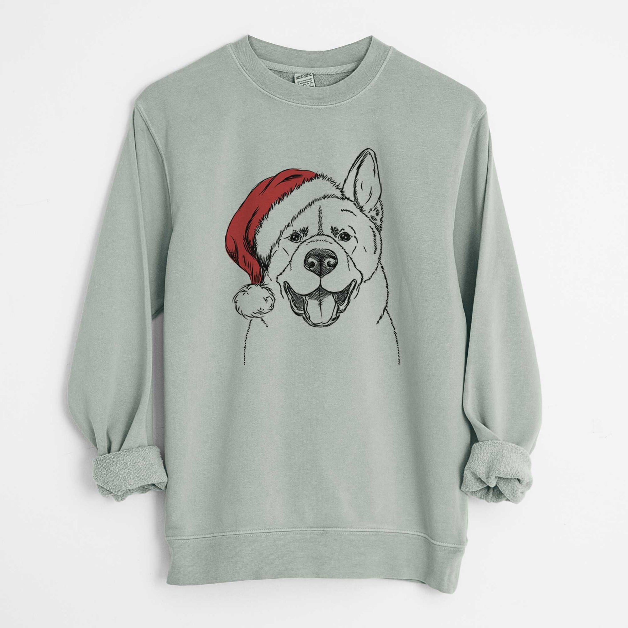 Santa Baku the Akita - Unisex Pigment Dyed Crew Sweatshirt