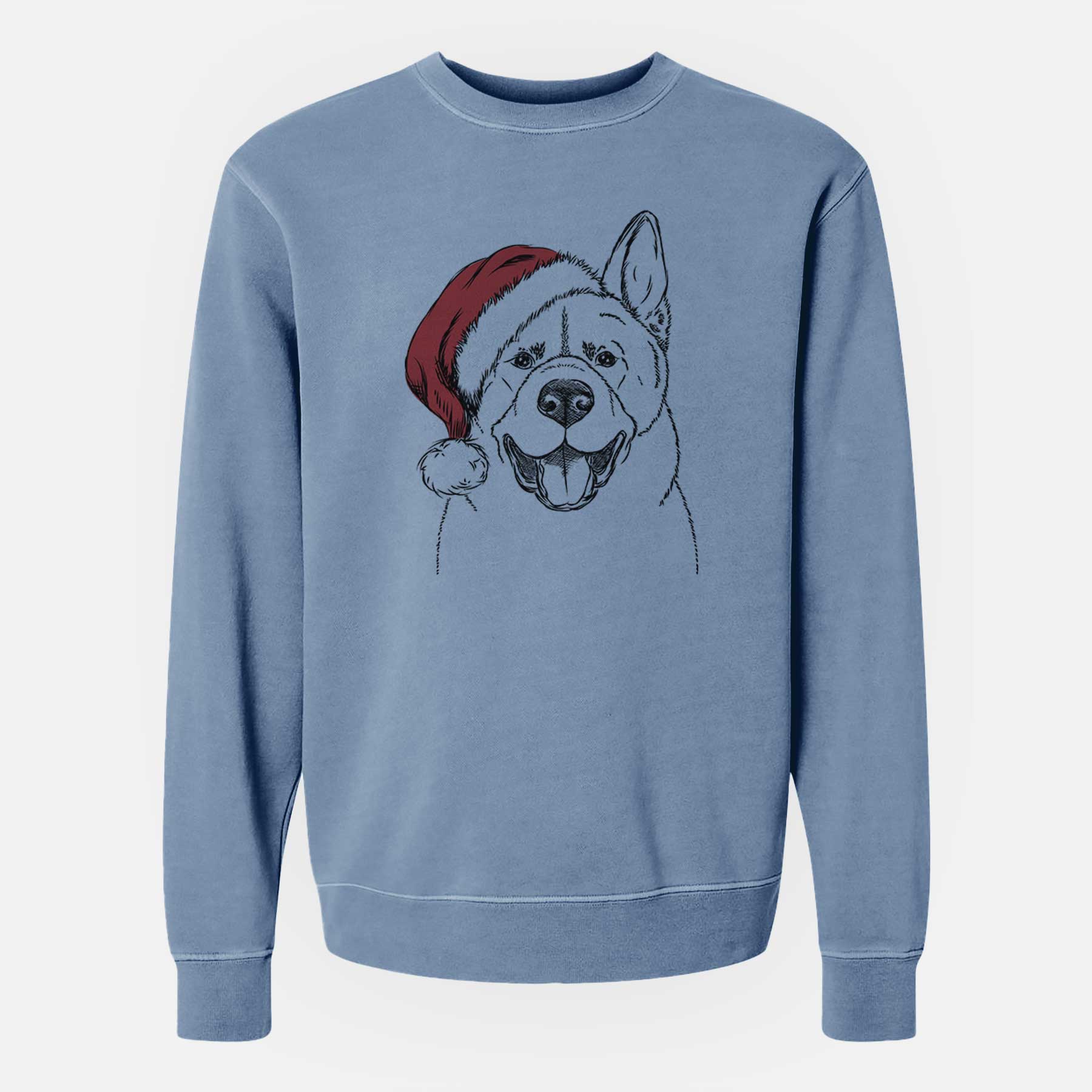 Santa Baku the Akita - Unisex Pigment Dyed Crew Sweatshirt