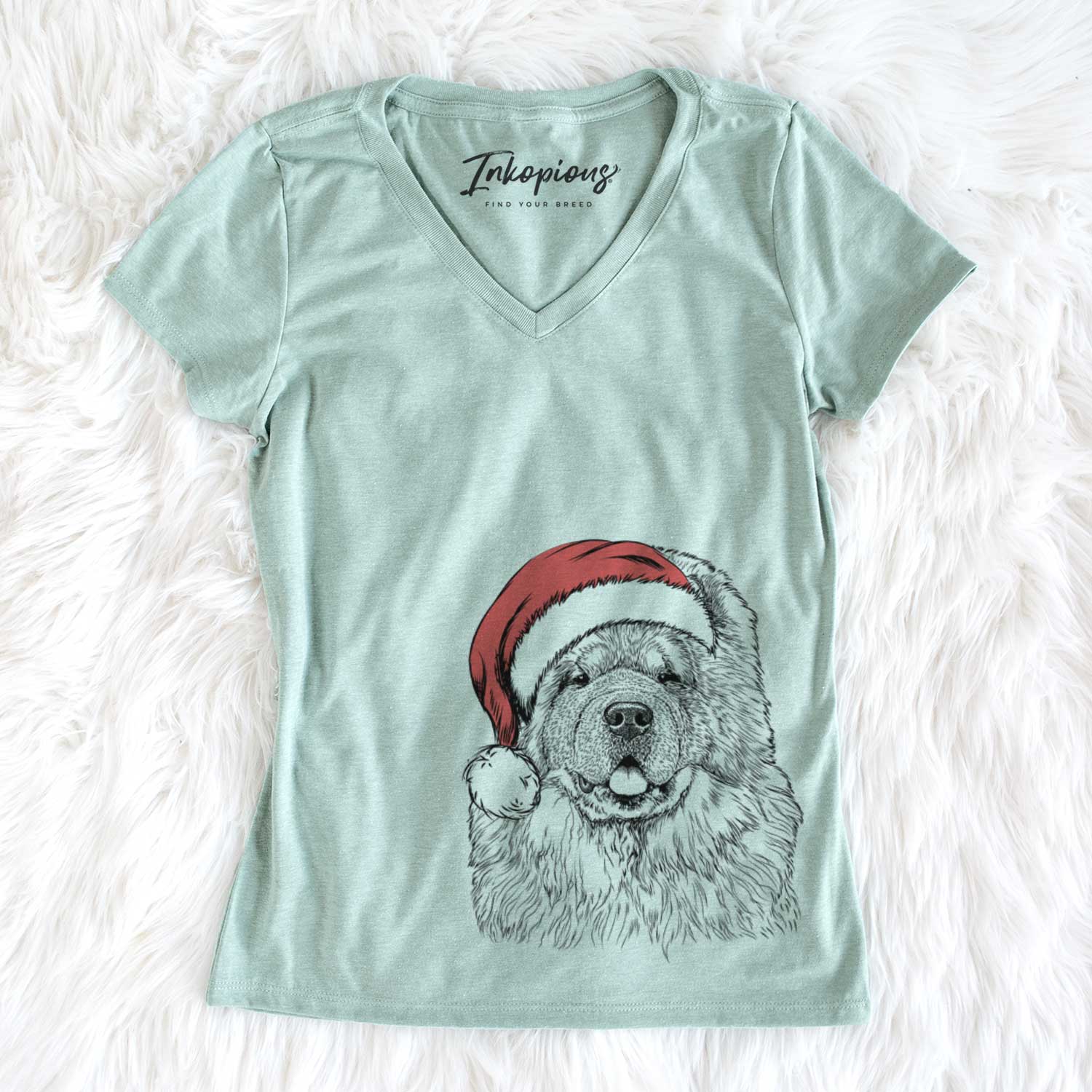 Santa Baloo the Chow Chow - Women's V-neck Shirt