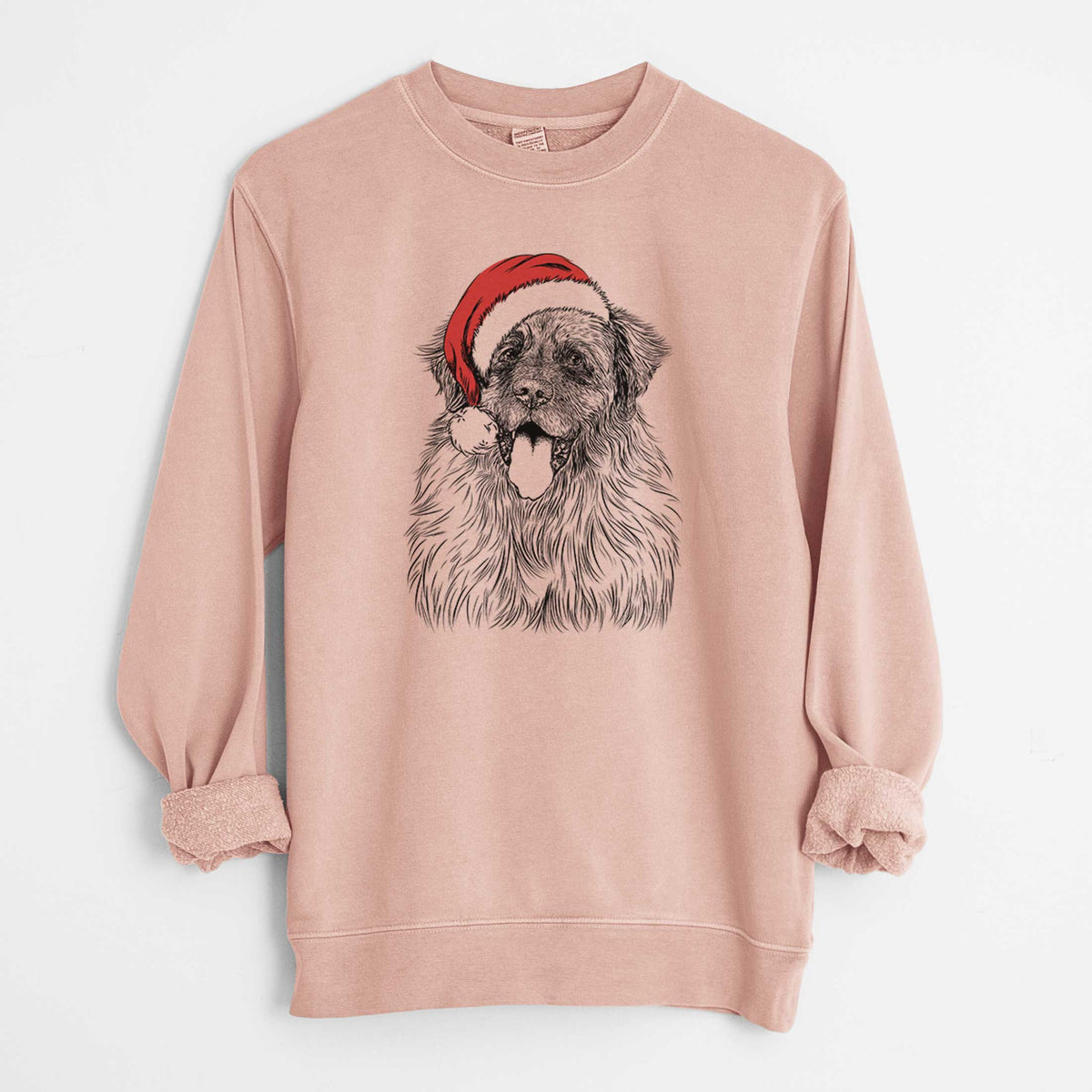 Santa Bamboo the Leonberger - Unisex Pigment Dyed Crew Sweatshirt