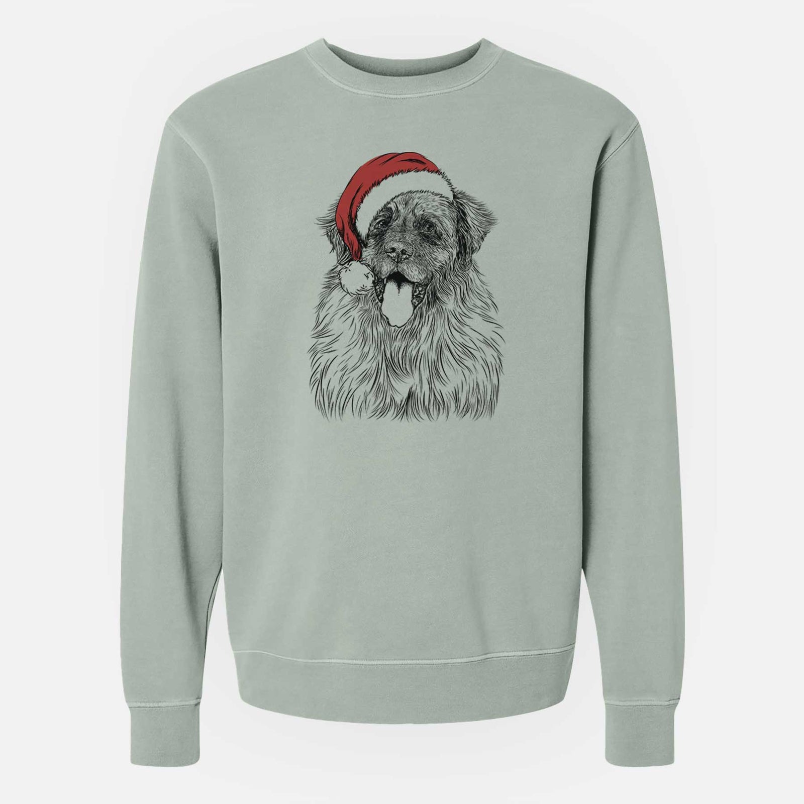 Santa Bamboo the Leonberger - Unisex Pigment Dyed Crew Sweatshirt