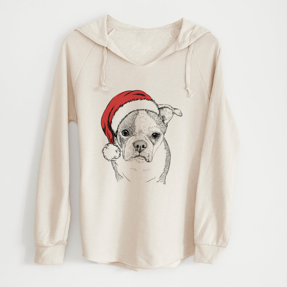 Santa Bandit the Boston Terrier - Cali Wave Hooded Sweatshirt