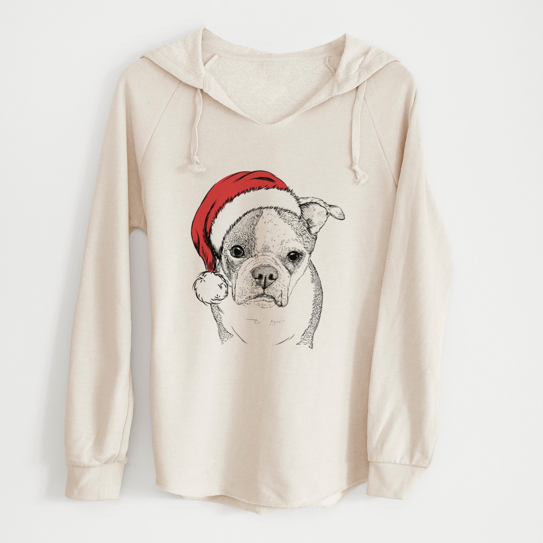 Santa Bandit the Boston Terrier - Cali Wave Hooded Sweatshirt