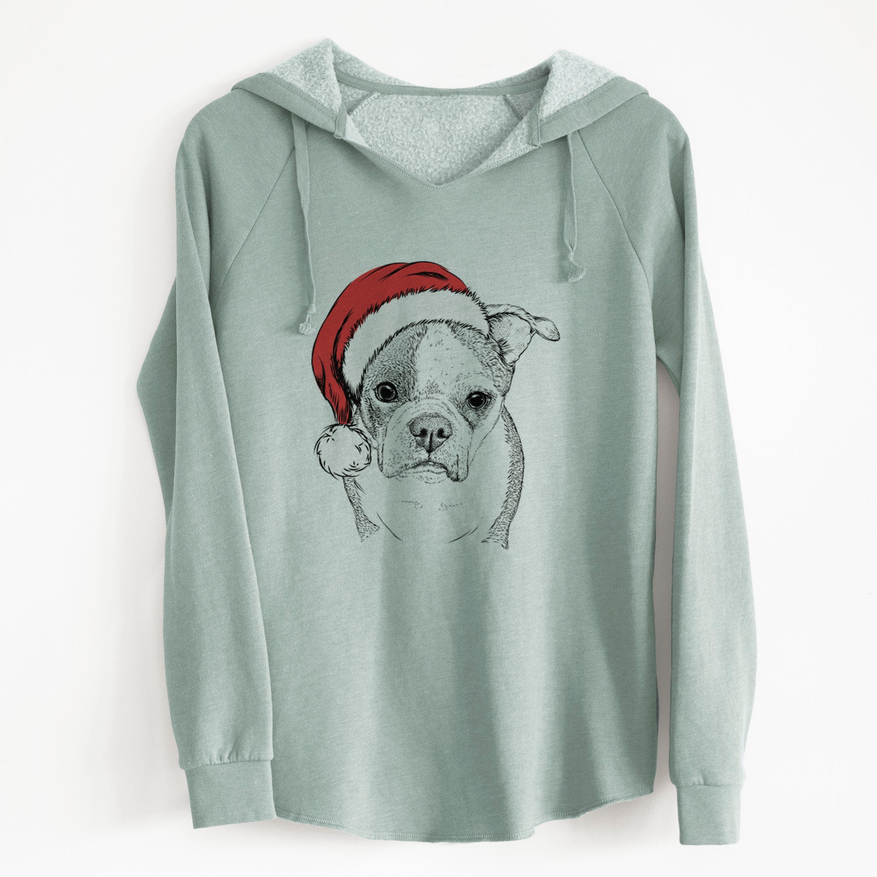 Santa Bandit the Boston Terrier - Cali Wave Hooded Sweatshirt