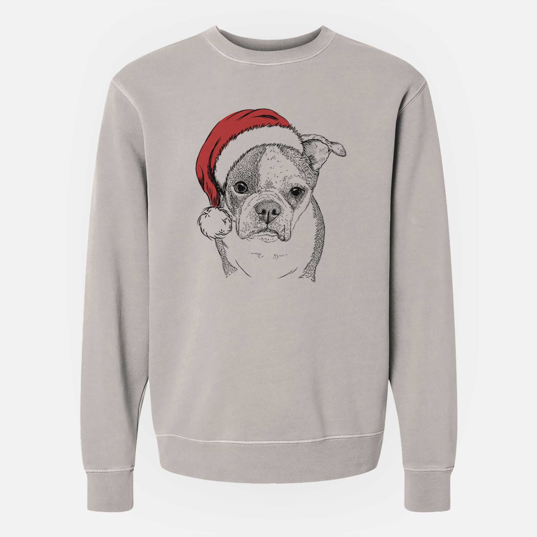 Santa Bandit the Boston Terrier - Unisex Pigment Dyed Crew Sweatshirt