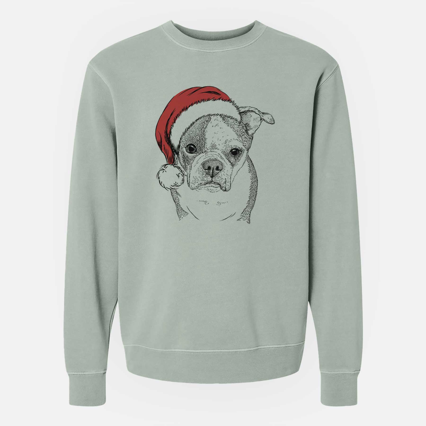 Santa Bandit the Boston Terrier - Unisex Pigment Dyed Crew Sweatshirt