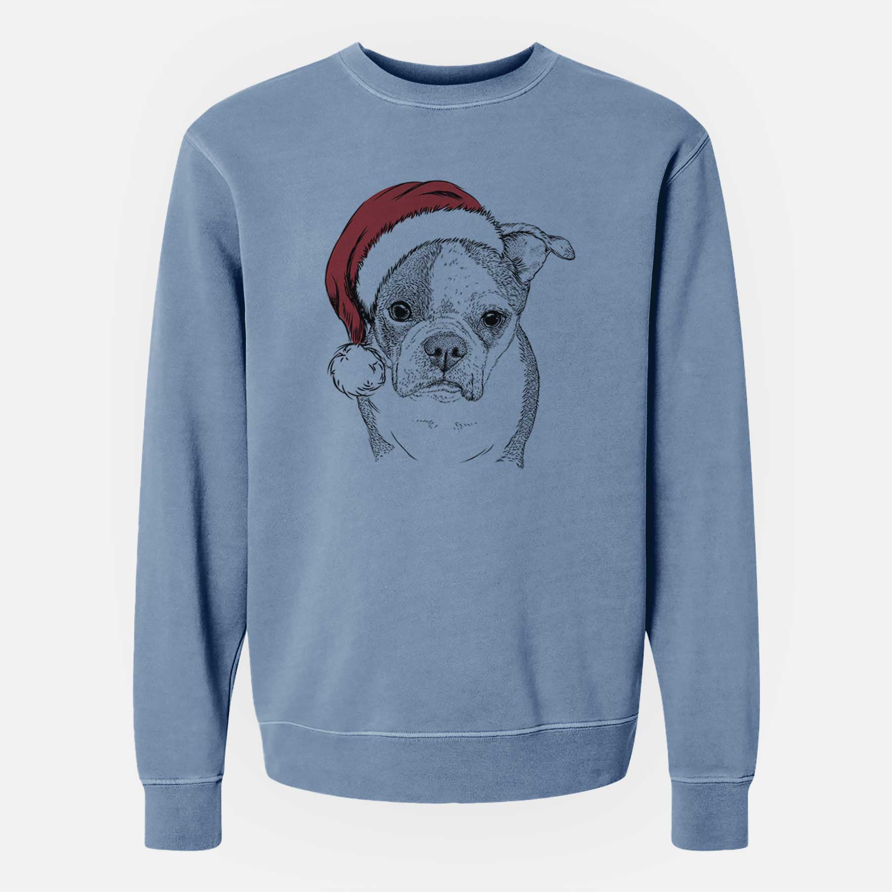 Santa Bandit the Boston Terrier - Unisex Pigment Dyed Crew Sweatshirt