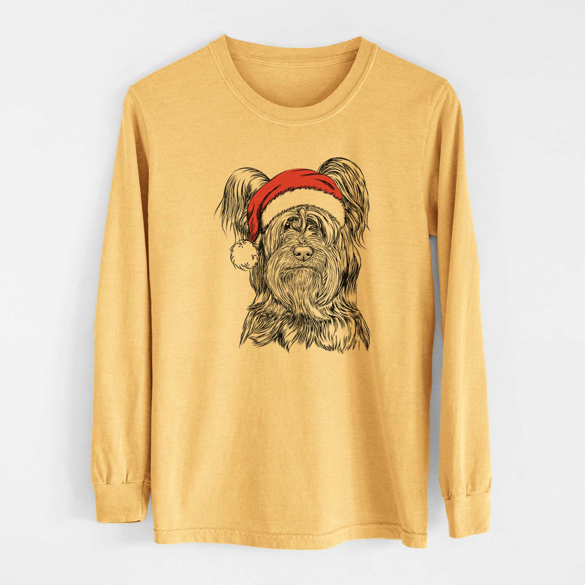 Santa Bandit the Skye Terrier - Heavyweight 100% Cotton Long Sleeve