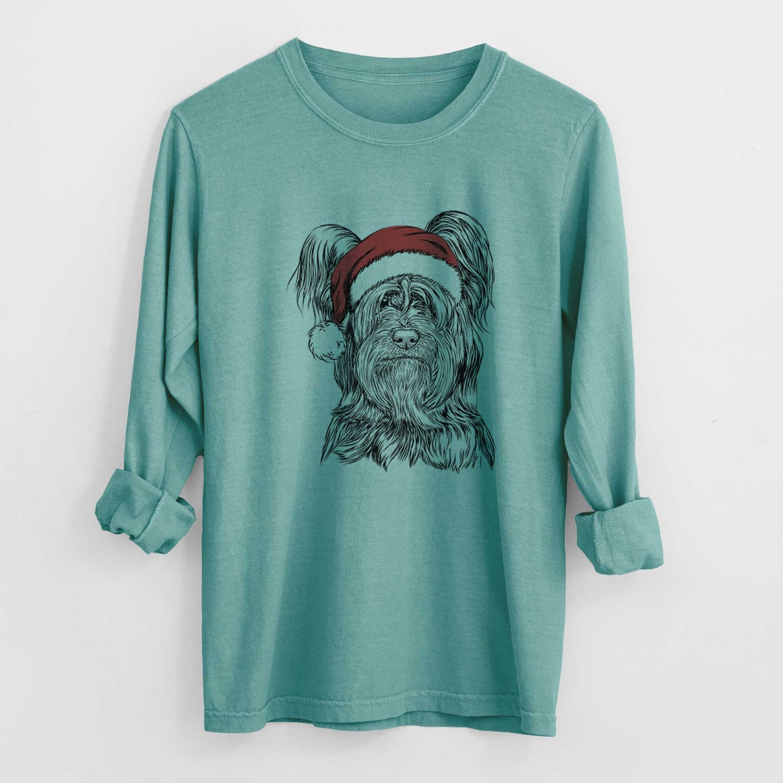 Santa Bandit the Skye Terrier - Heavyweight 100% Cotton Long Sleeve