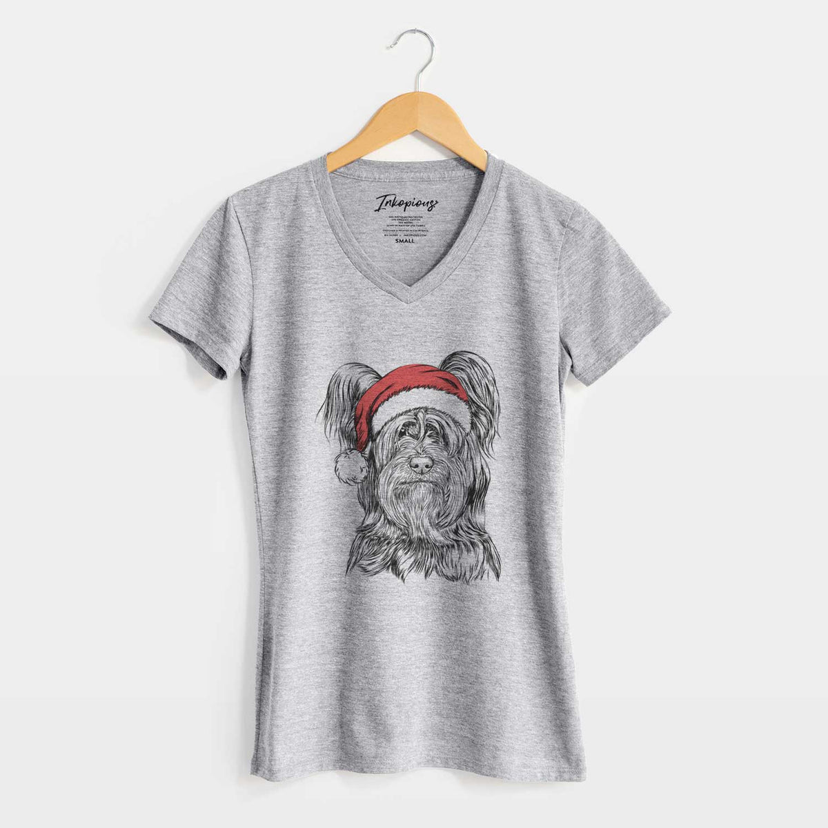 Santa Bandit the Skye Terrier - Women's V-neck Shirt