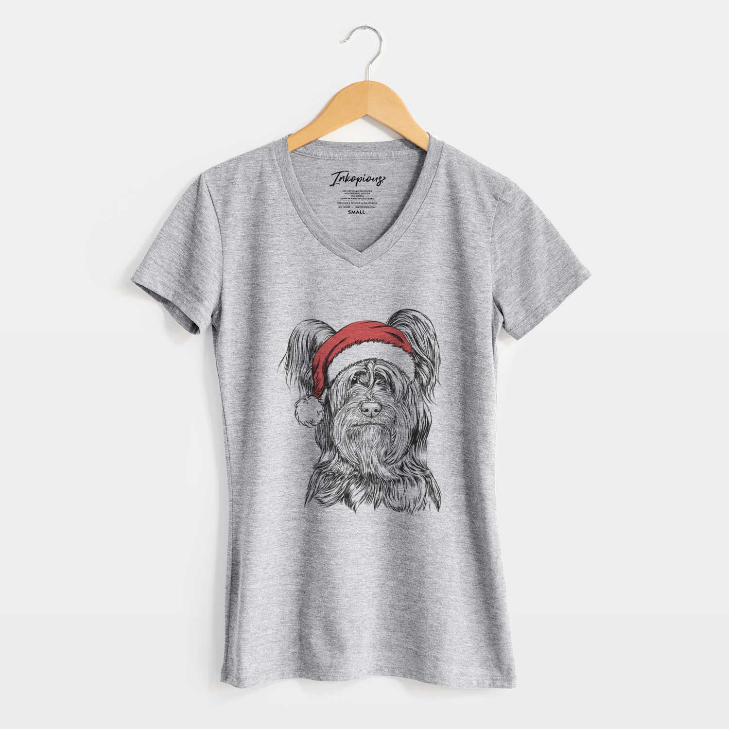 Santa Bandit the Skye Terrier - Women's V-neck Shirt