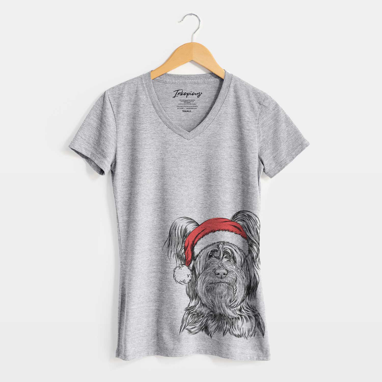 Santa Bandit the Skye Terrier - Women's V-neck Shirt