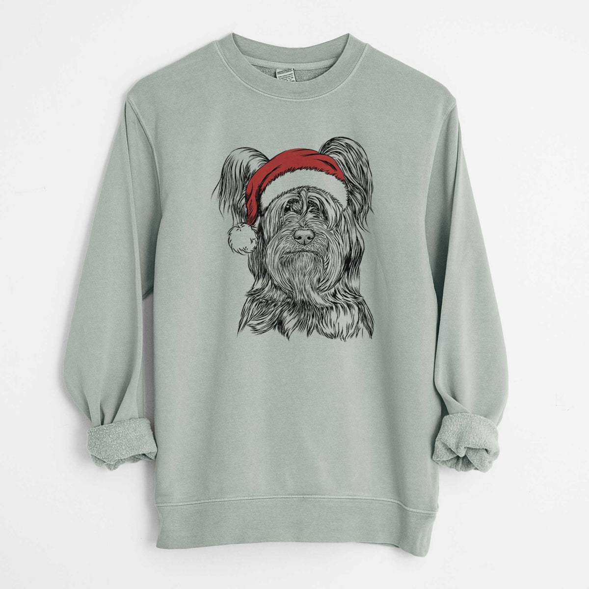 Santa Bandit the Skye Terrier - Unisex Pigment Dyed Crew Sweatshirt