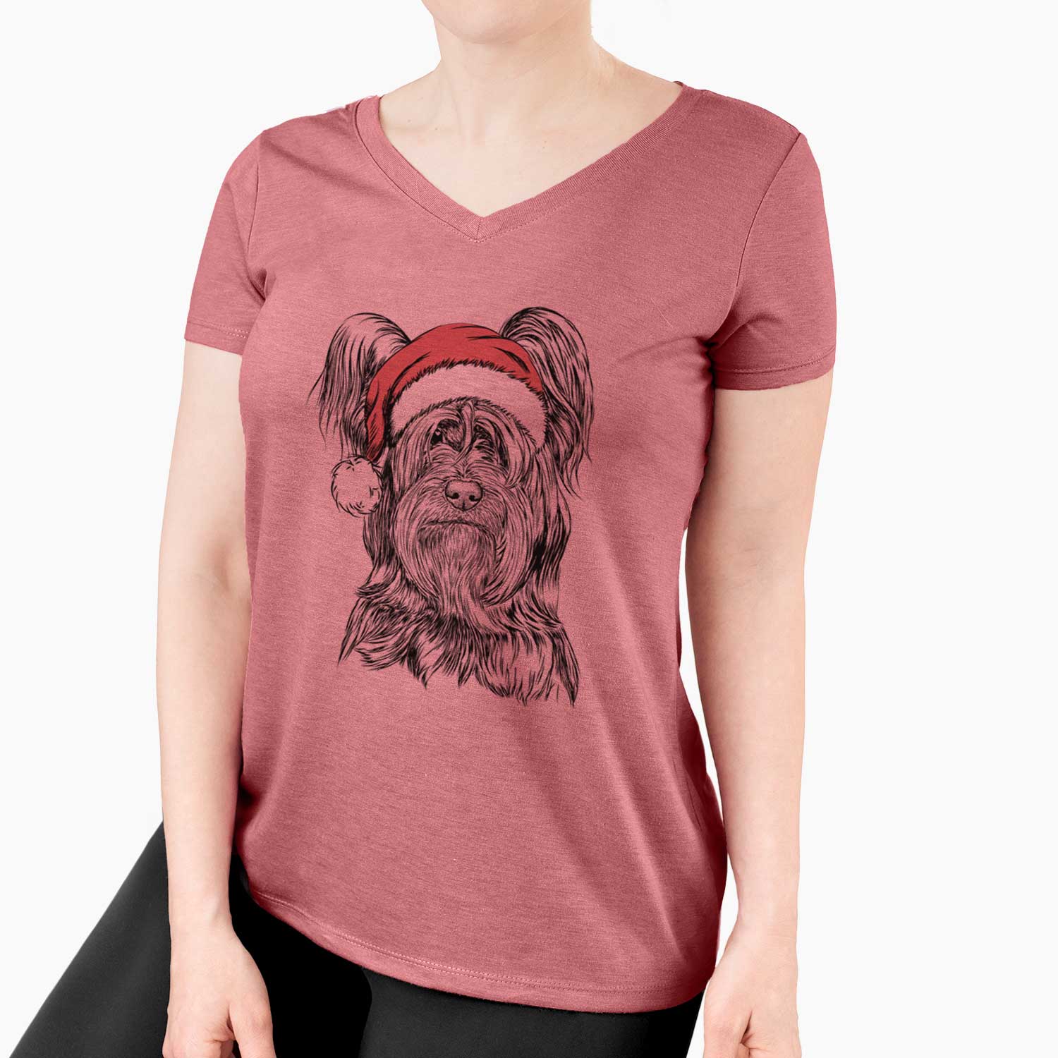 Santa Bandit the Skye Terrier - Women's V-neck Shirt