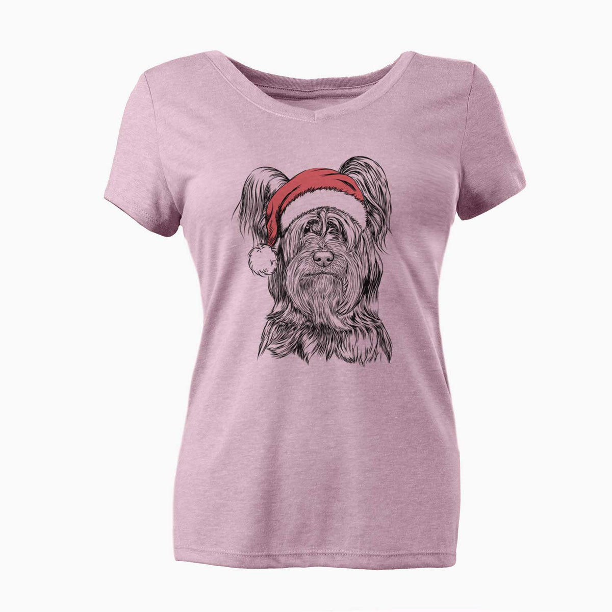 Santa Bandit the Skye Terrier - Women's V-neck Shirt