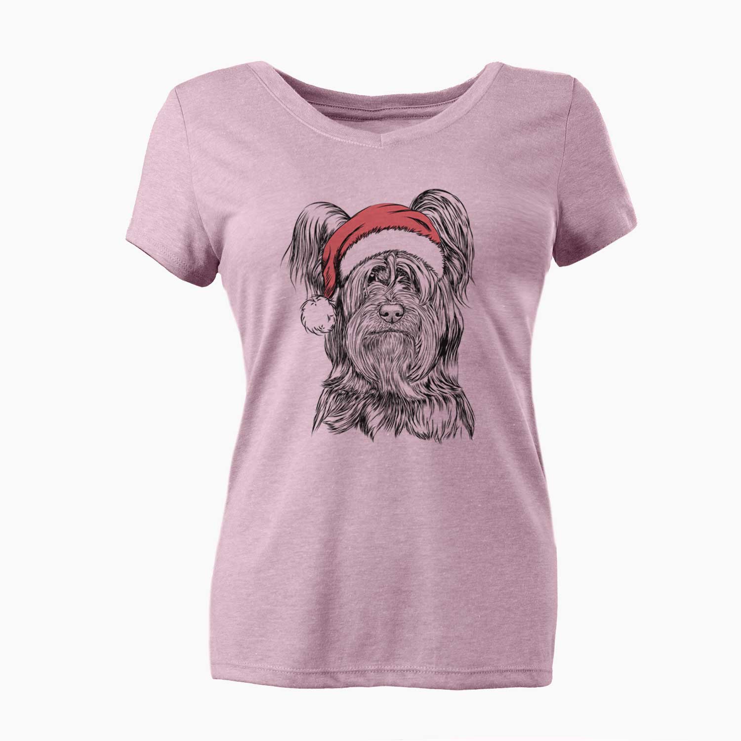 Santa Bandit the Skye Terrier - Women's V-neck Shirt
