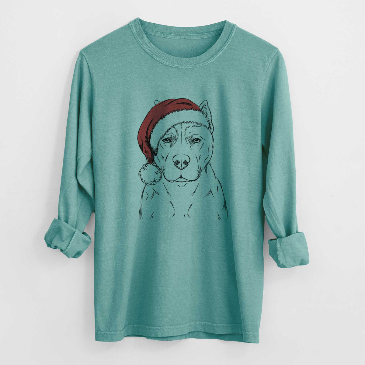 Santa Bane the Pitbull Mix - Heavyweight 100% Cotton Long Sleeve