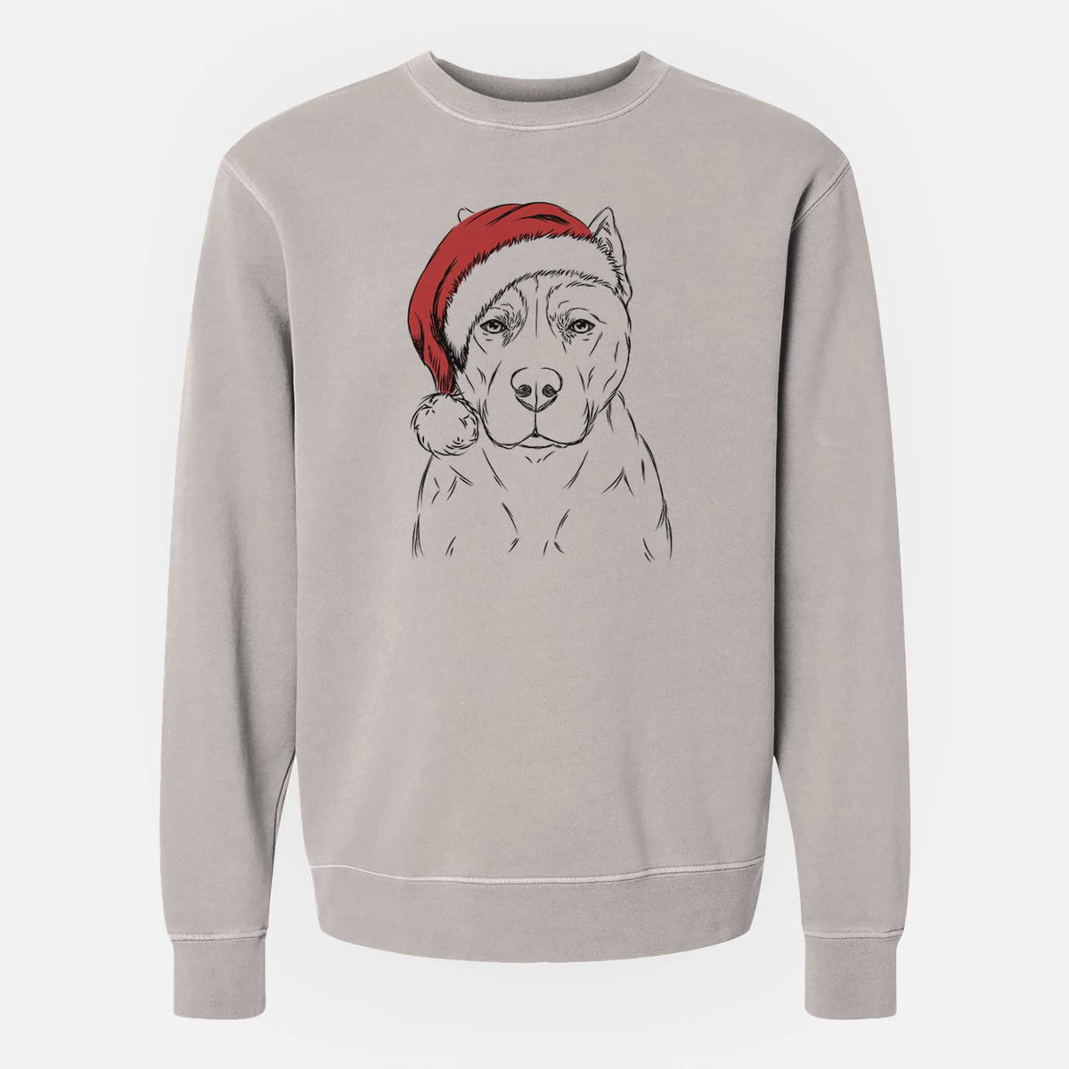 Santa Bane the Pitbull Mix - Unisex Pigment Dyed Crew Sweatshirt