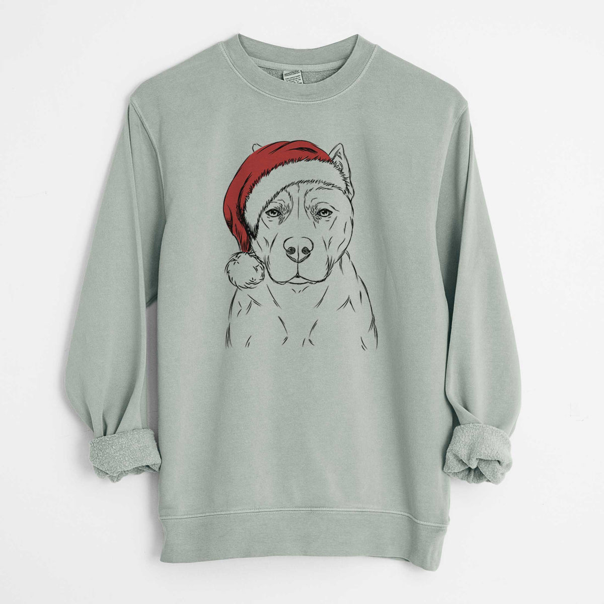 Santa Bane the Pitbull Mix - Unisex Pigment Dyed Crew Sweatshirt