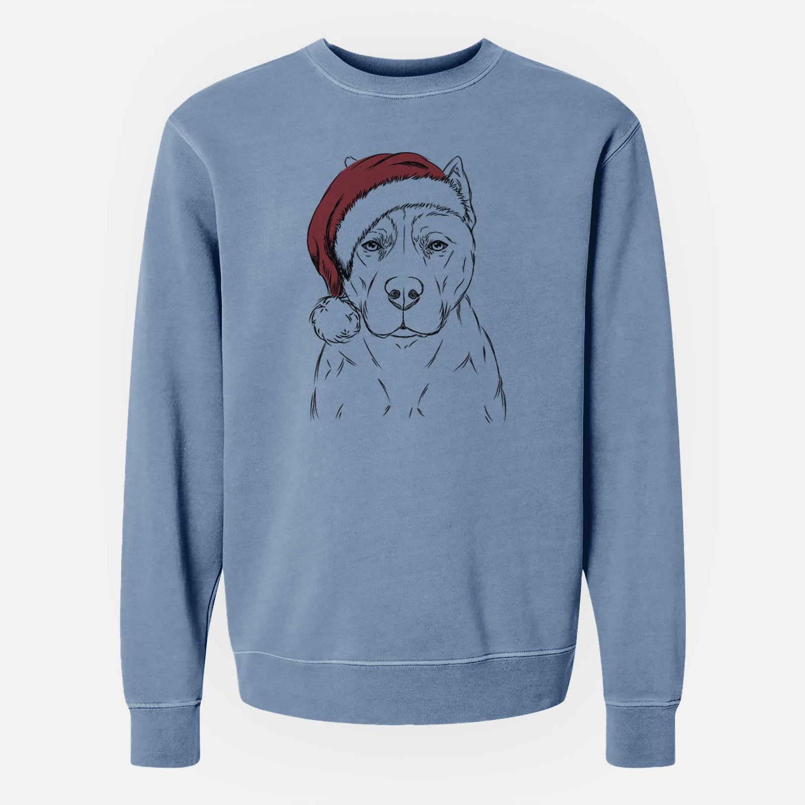 Santa Bane the Pitbull Mix - Unisex Pigment Dyed Crew Sweatshirt