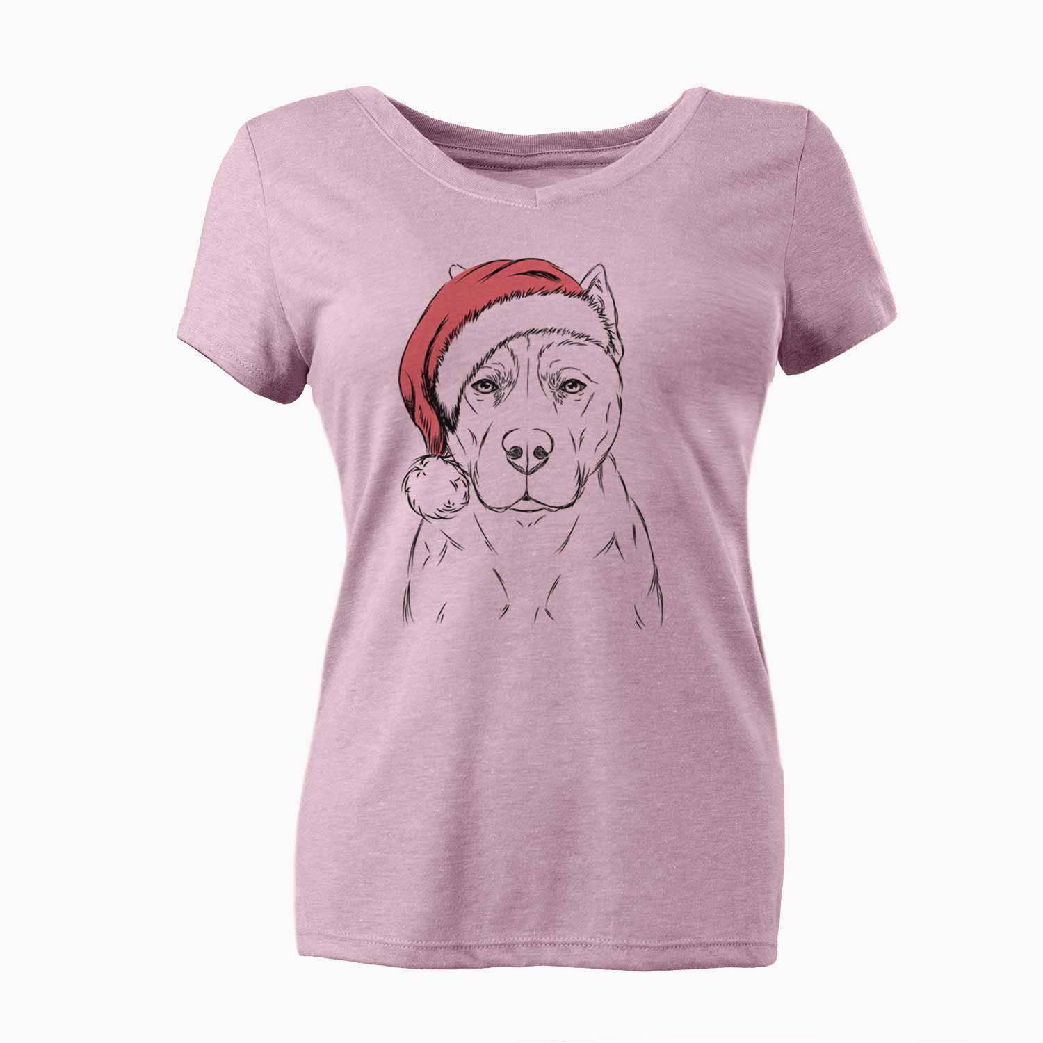 Santa Bane the Pitbull Mix - Women's V-neck Shirt