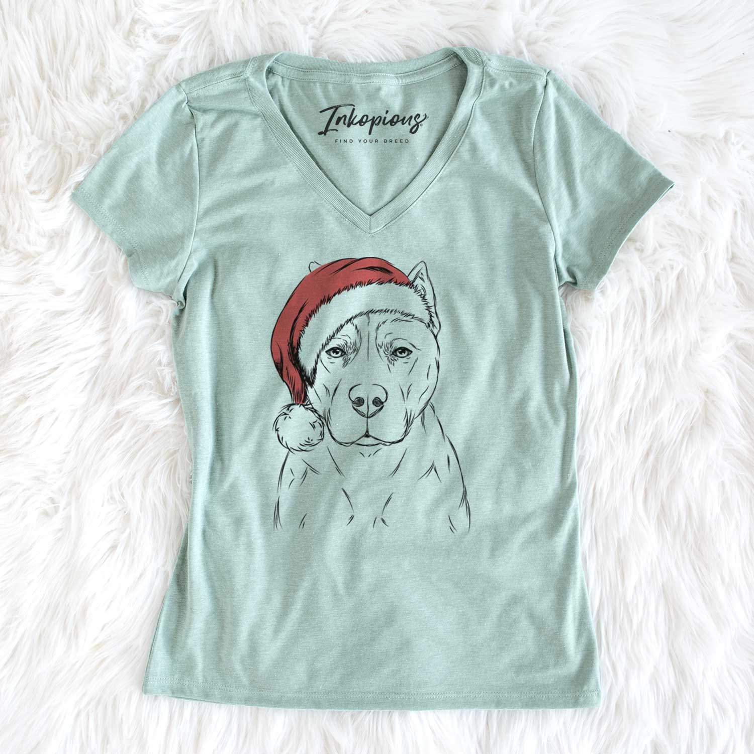 Santa Bane the Pitbull Mix - Women's V-neck Shirt