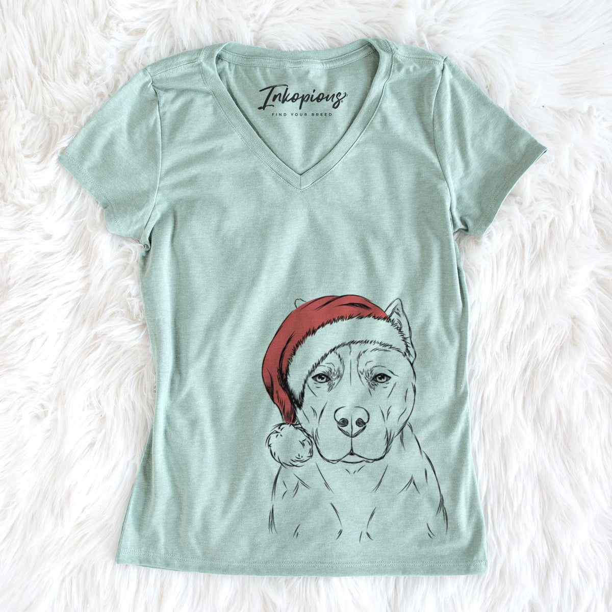 Santa Bane the Pitbull Mix - Women&#39;s V-neck Shirt