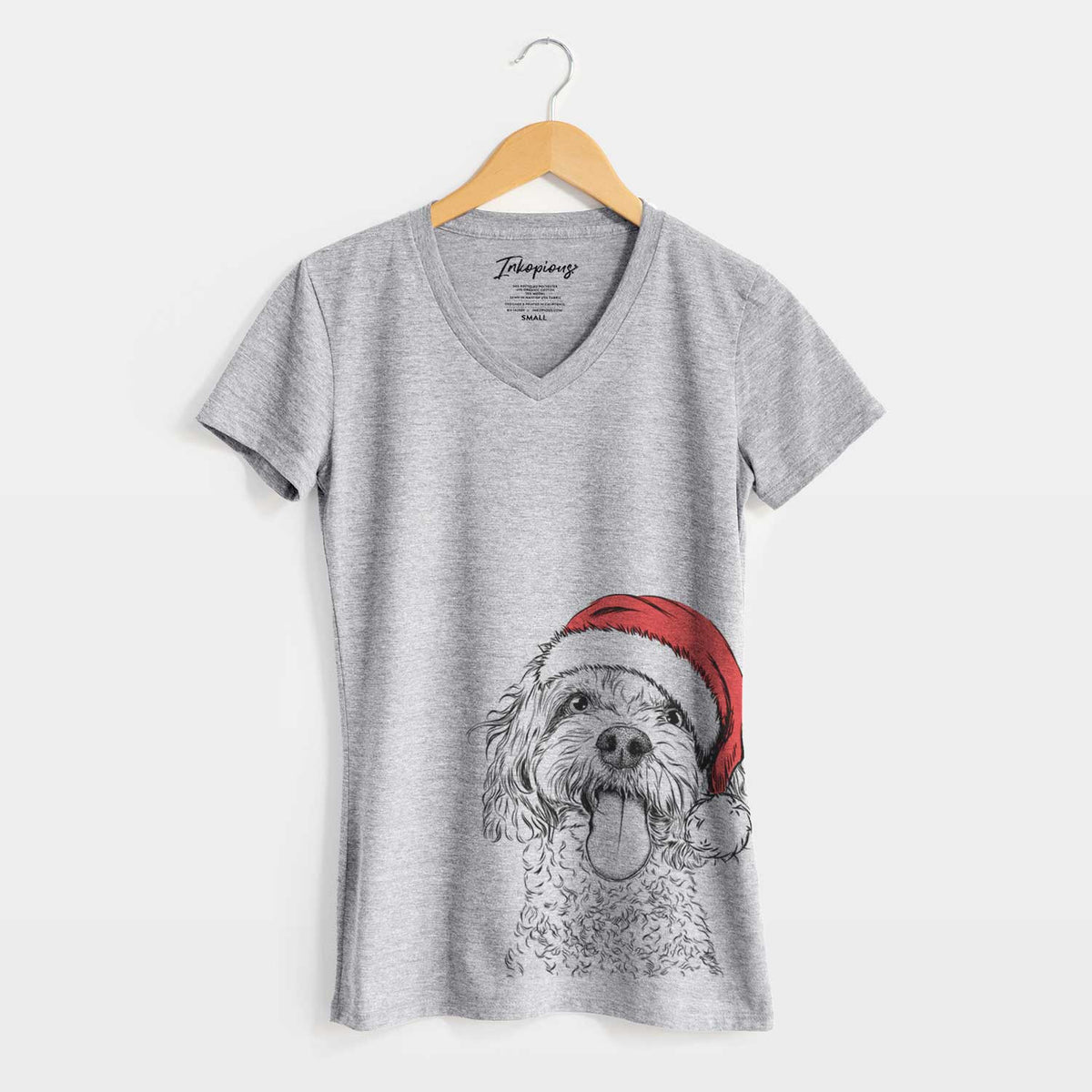 Santa Barney the Cavachon - Women's V-neck Shirt