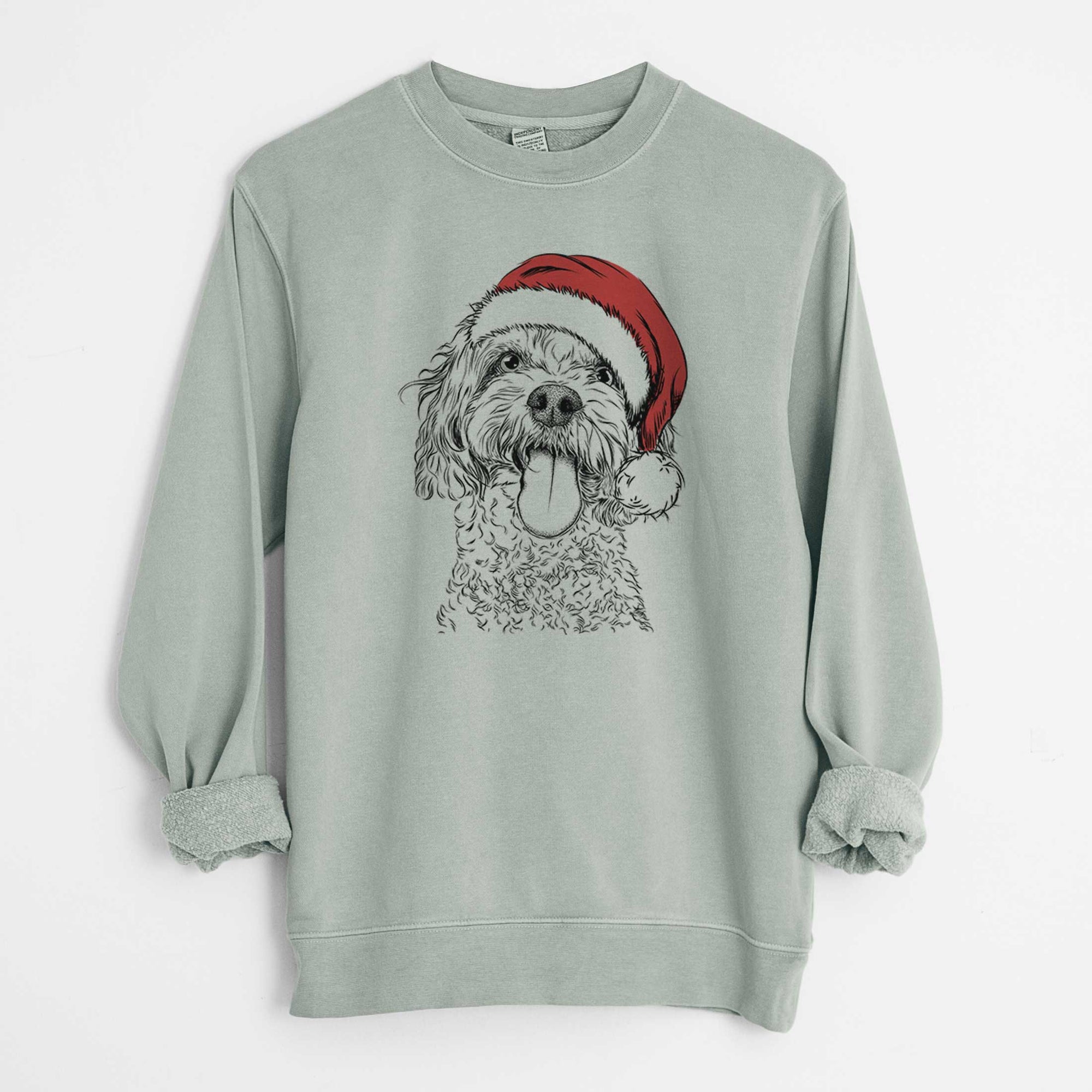 Santa Barney the Cavachon - Unisex Pigment Dyed Crew Sweatshirt