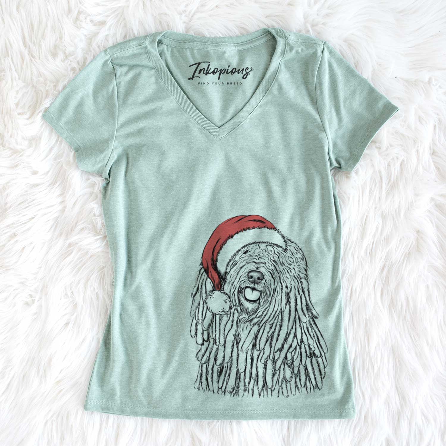 Santa Barry the Komondor - Women's V-neck Shirt