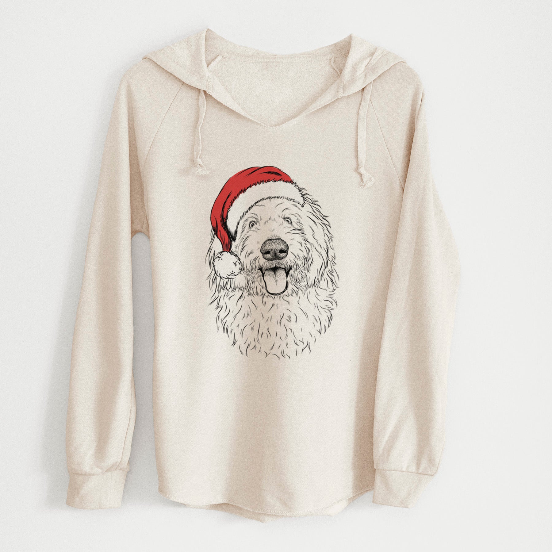 Santa Barry the Old English Sheepdog - Cali Wave Hooded Sweatshirt