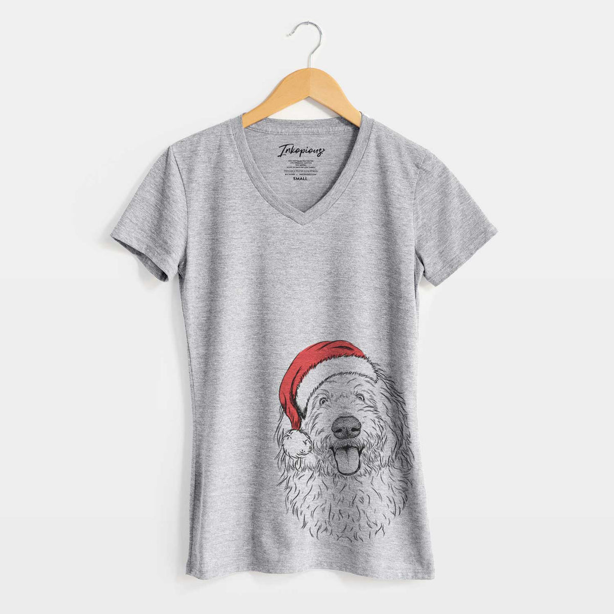 Santa Barry the Old English Sheepdog - Women's V-neck Shirt