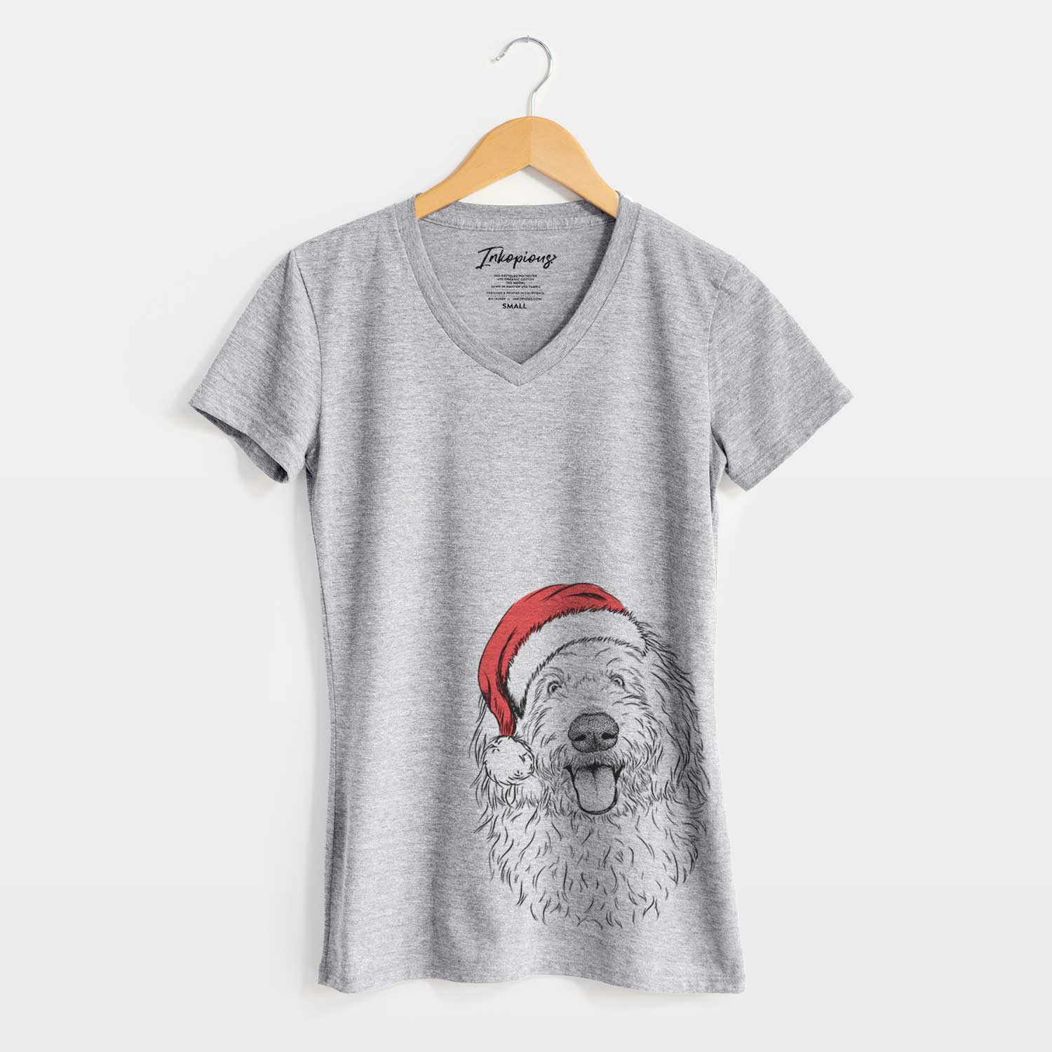 Santa Barry the Old English Sheepdog - Women's V-neck Shirt