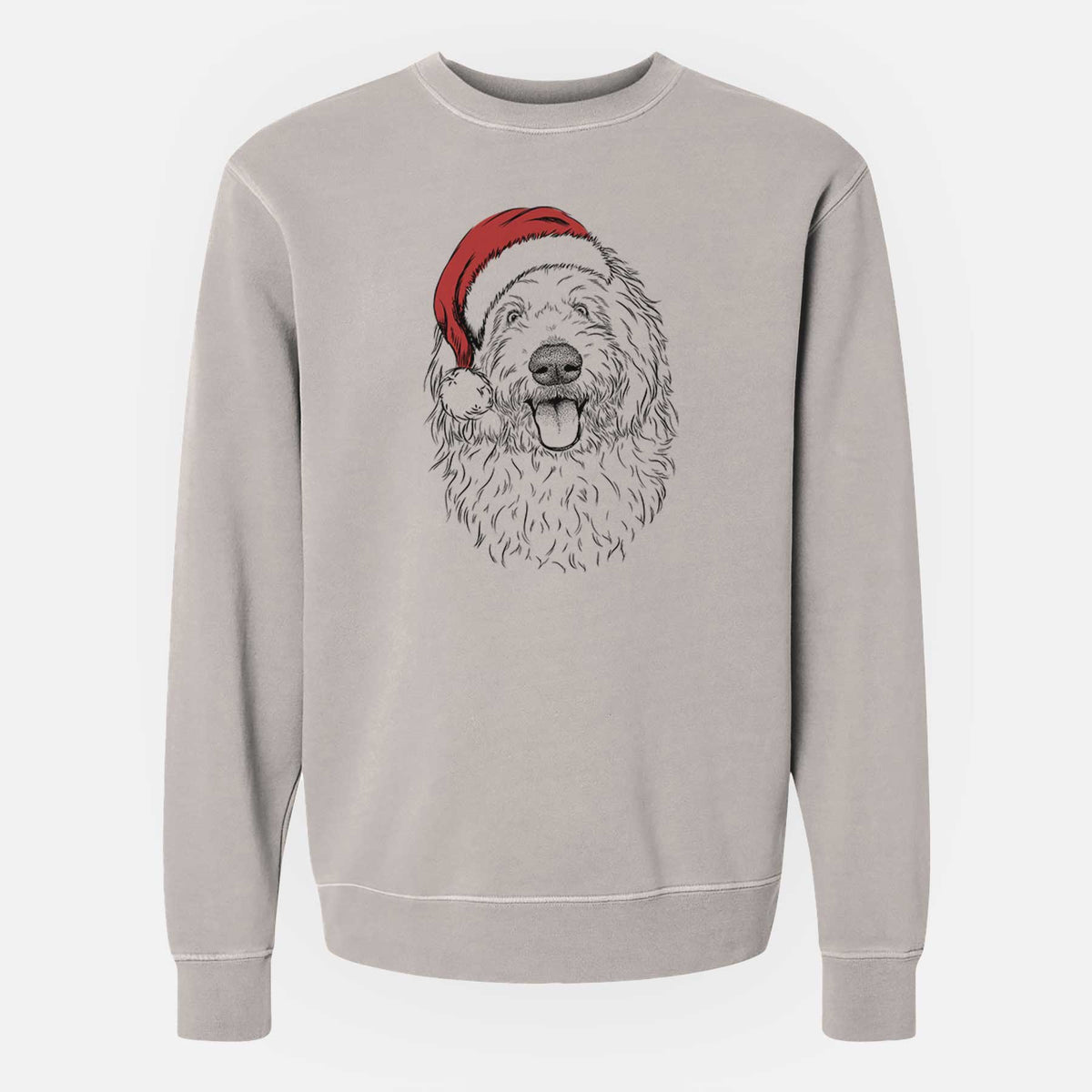 Santa Barry the Old English Sheepdog - Unisex Pigment Dyed Crew Sweatshirt