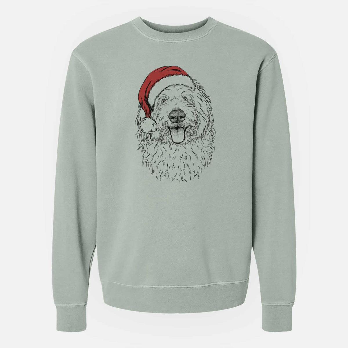 Santa Barry the Old English Sheepdog - Unisex Pigment Dyed Crew Sweatshirt