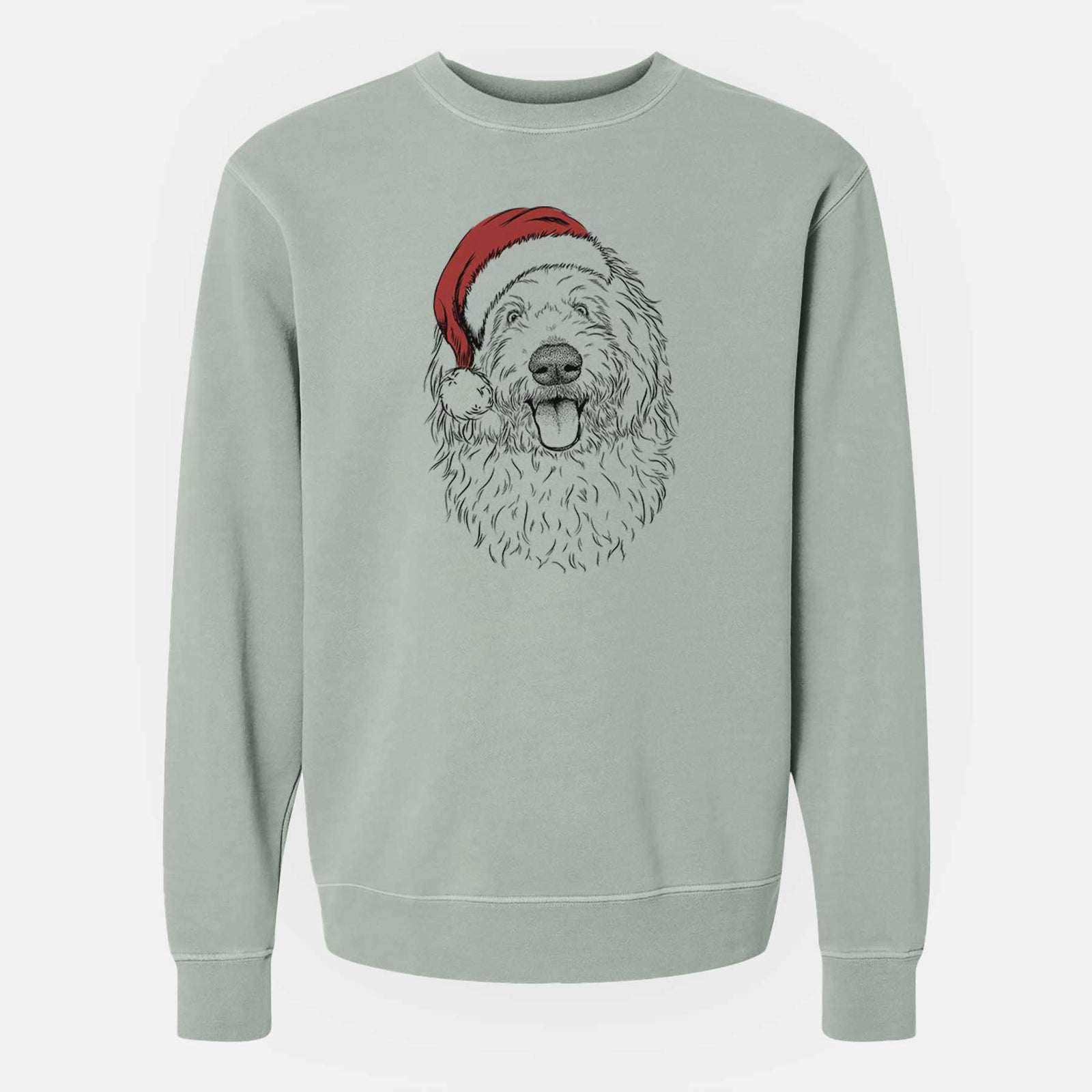 Santa Barry the Old English Sheepdog - Unisex Pigment Dyed Crew Sweatshirt